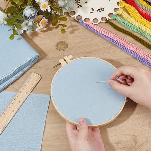 BENECREAT 20 Sheets Linen Embroidery Fabric, 9.8x9.8 Inch Square Stitch Embroidery Cloth, Aqua Needlework Fabric for Garments Embroidery Cloth - color: Aqua