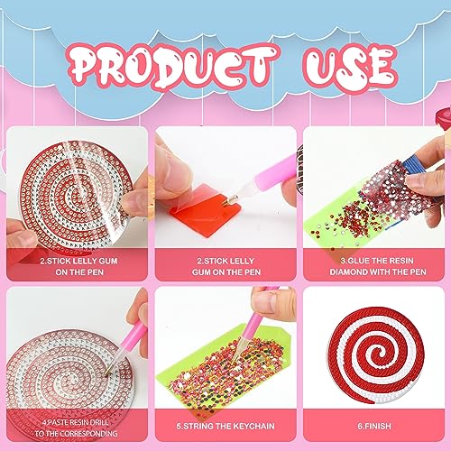 Tondiamo 20 Pcs Christmas Diamond Painting Keychains, Xmas Ornaments - style: Cane Style