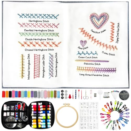 2026 Upgraded Embroidery Stitch Book & 132 Sewing Tools for Beginners