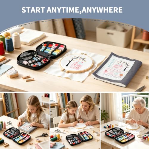Prdingfy 2026 Upgraded Embroidery Stitch Book Kit, 106 Patterns with Tools & Tutorials, 86 PCS Beginner Embroidery Kit, Portable All-in-One Hand Embroidery Book for Adults & DIY Craft Lovers