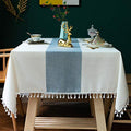 Oubonun Tablecloths for Rectangle Tables - color: Beige，blue Stripe, size: 120" x 55" (Rectangular)