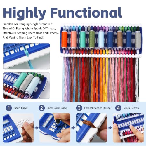 50 Position Embroidery Floss Organizer Thread Organizers with 15P Card - color: Blue
