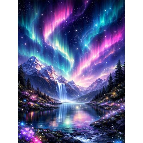 niurenmaoyi Aurora Scenery Stamped Cross Stitch Kits for Beginner,12X16In - color: Cross Stitch Kits00617-05