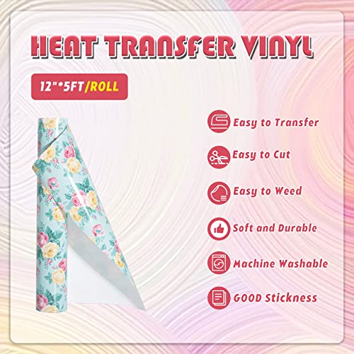 Tintnut Blue Rose Heat Transfer Vinyl Roll, 10 Pcs 12"x5ft Iron on Vinyl - color: Blue