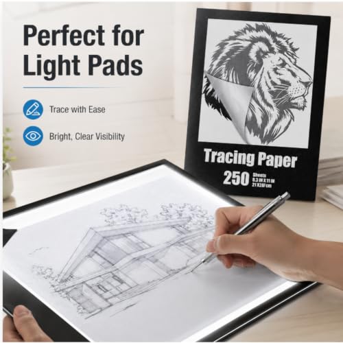 Tenare 250 Sheets Tracing Paper Translucent Drawing,White,8.3 x 11.7 Inch - size: 8.3 x 11.7 Inch