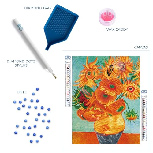 DIAMOND DOTZ Sunflowers Van Gogh Diamond Painting Kit for Adults with Gems - size: 1