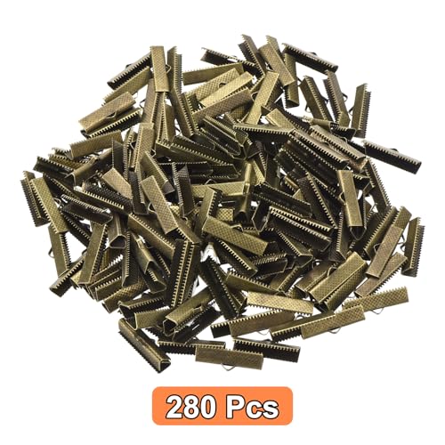 uxcell 280Pcs Bronze Tone Cord Ends, Crimp Clamp Ends for DIY Jewelry Making - color: Bronze Tone, size: 25mm