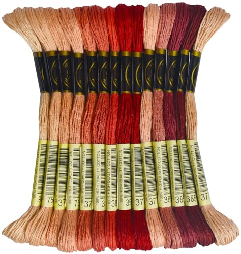 Premium Rainbow Color Embroidery Floss - Cross Stitch Threads - Friendship Bracelets Floss - Crafts Floss - 14 Skeins Per Pack Embroidery Floss,Light Peach Flesh Gradient - color: Lt Peach Flesh Gradient