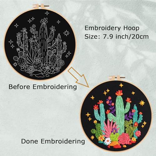 Louise Maelys Cactus Embroidery Kit, Cross Stitch Kit for Beginner Adults - color: Kit-4