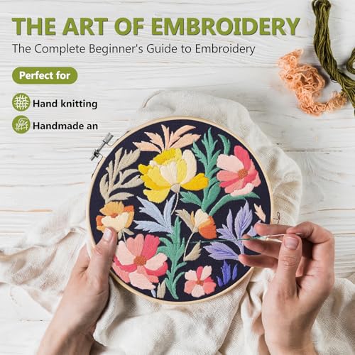Santune 3 Pack Embroidery Kit for Beginners, Needlepoint Cross Stitch Kits for Adults,Needle Point Sets with Stamped Petal Pattern Stitch Video Tutorial - color: Petal Patterns