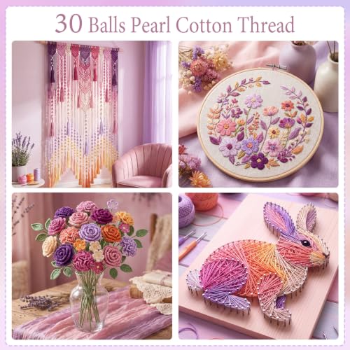30 Pcs Size 8 Pearl Cotton Thread Balls 10 Grams, Berry Color - color: Berry Color