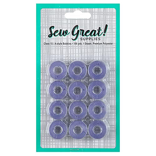Sew Great Sewing Machine Prewound Bobbin 60 Weight Polyester Thread 12-Pack #440 Lilac Purple - color: Lilac