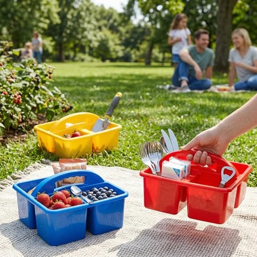 TOPZEA 3 Pack 3 Compartment Portable Classroom Supply Caddy with Handle