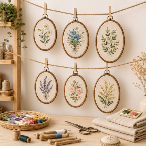 Caydo 6PCS Oval Embroidery Hoops Display Frame, 3 Sizes - size: 3 Sizes