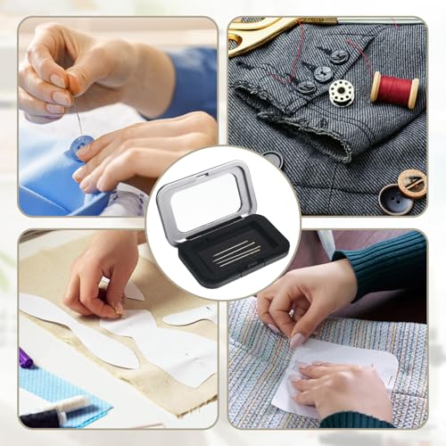 2 Pcs Sewing Pin Storage Case Magnetic Needle Holder Case with Clear Lid Needle Keeper Organizer Box for Quilting Craft Paper