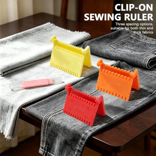 3 Pcs Clip-On Sewing Ruler Set, Hand Edge Stitch Guide for Even Spacing