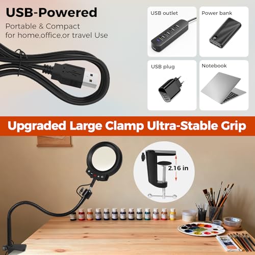 Magnifying Glass with Light Desktop Bigger 10D Magnifier Portable Lamp