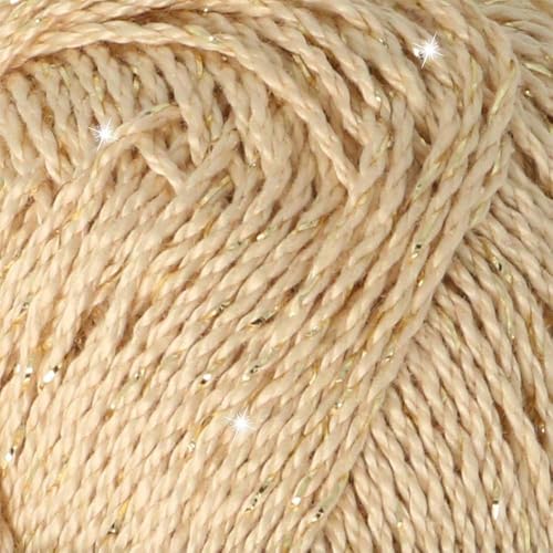 Scheepjes Catona Shine 404 English Tea - 50 g Cotton-Metallic Crochet Yarn - color: 404-G English Tea - Gold
