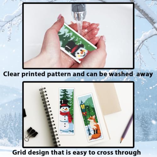 ACRNIGHEET 6PCS Cross Stitch Bookmark Kit (Winter Forest Pattern) - style: Winter Forest with Tassel