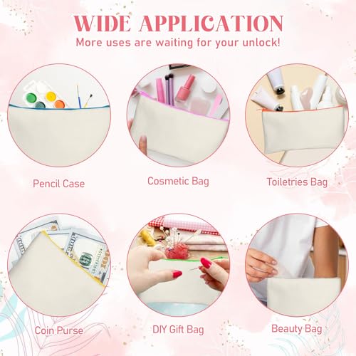 Legigo Blank Canvas Bags Zipper Pouch Makeup Bags Pencil Pouch Bulk - color: Beige (color zipper)