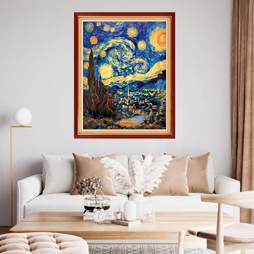 Funchey Stamped Cross Stitch Kits, DIY Cross Stitch Pattern for Adults Beginners Needlepoint Kits Embroidery Kit Arts and Crafts 11CT& Starry Night Interactive Animation 16x20 inchs - color: HandicraftColor06