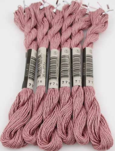 KCS 25 M/Skein Mercerized Pearl Cotton Crochet Needlepoint Thread,Size 5,6 skeins,Antique Mauve vy it - color: Antique mauve vy it