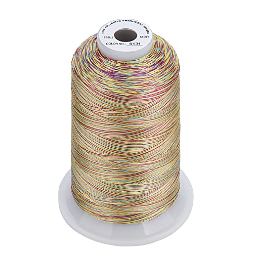 Simthread - 33 Selections - Various Assorted Color Packs of Polyester Embroidery Machine Thread Huge Spool 5500Y for All Sewing Embroidery Machines - 3 Variegated Colors 1 - color: 3 Variegated Colors 1