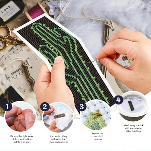 INFUNLY 6pcs Simple Animals Cross Stitch Bookmark Kit for Beginners DIY Abstract Plants Embroidery Bookmark Kits Rabbit Needlepoint Kit with Instruction Easy Cross Stitch Set for Book Lovers Readers - style: Simple Drawings