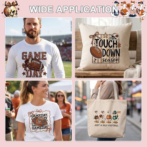 Football Iron on Transfers for Tshirts - 30Pcs Dtf Transfers Ready to Press, Football Mama Lovers Iron on Decals Patches, Sport Ball Game Day Heat Vinyl Stickers for Hoodies Clothes DIY Craft - color: Football931
