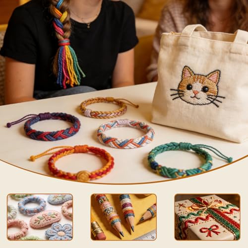 14 Skeins Rainbow Color Embroidery Floss- Cross Stitch Threads - Friendship Bracelets Floss - Crafts Floss, Light Desert Sand Gradient - color: Lt Desert Sand Gradient