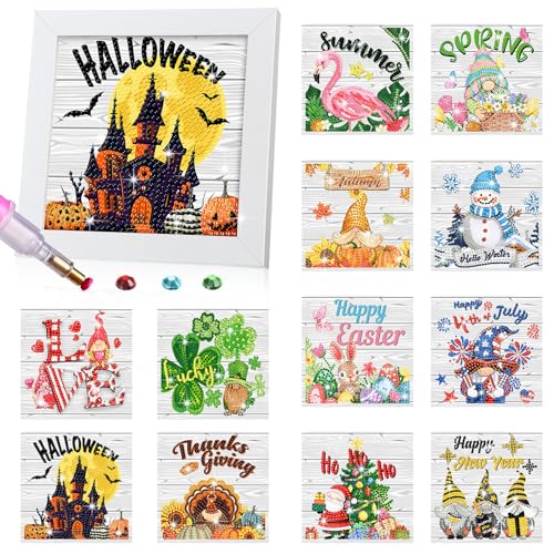 Trandraft Holiday Small Diamond Art Kit forAdult, 13 Pcs, Multi Elements - style: Multi Elements
