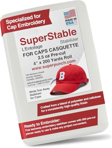 Superpunch Tear Away Cap Stabilizer, 2.5 oz, 500 Pre Cut Pieces 4 x 7 in