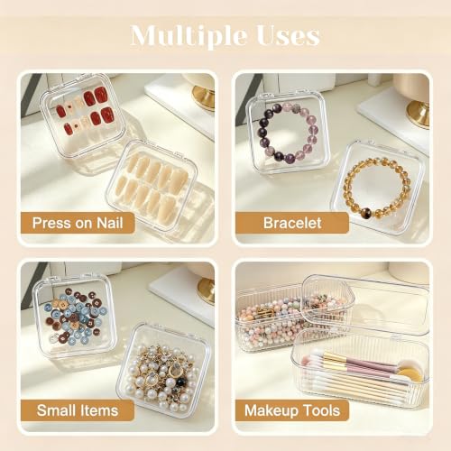 Press On Nail Storage Organizer Set, 12 Clear Cases & 60 Adhesive Tapes