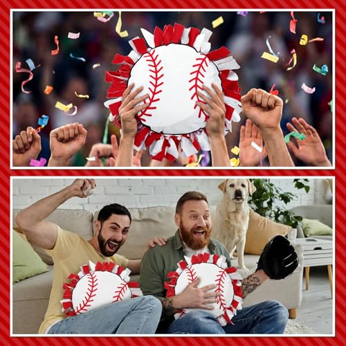Weysat 6 Sets Baseball Tied Pillow Craft Kit DIY Orange Red White Baseball Shaped Pillow Craft Gifts with PP Cotton for Sports Theme Party Game Day Room Decor VBS School Favors Classroom Giveaways - style: Baseball