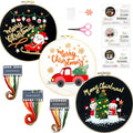 3 Sets Christmas Embroidery Starter Kit with Pattern for Beginners, Embroidery Kits with Christmas Pattern, Cross Stitch Set with Plastic Embroidery Hoops, Color Threads, Tools and Instructions - color: Xmas Black White