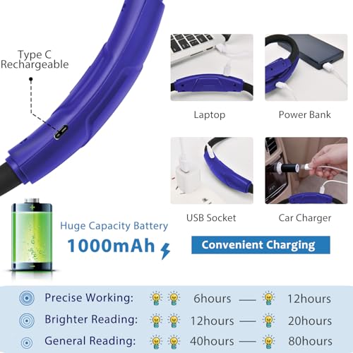 Portable Neck Light for Knitting & Crafts with 3 Light Settings, Dark Blue - color: Dark Blue
