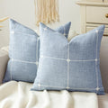 vctops Pack of 2 Rustic Lattice Throw Pillow Covers (Plaid Blue,20"x20") - color: Plaid Blue, size: 20" x 20" (Pack of 2)