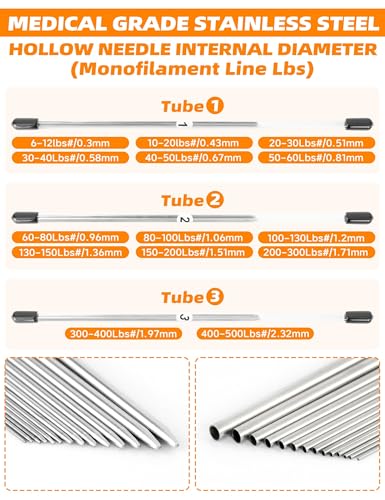 BLUEWING Hollow Spectra Threading Looping Splicing Needles Kit 23pcs Stainless Steel Fishing Rigging Needle Set - size: 6"