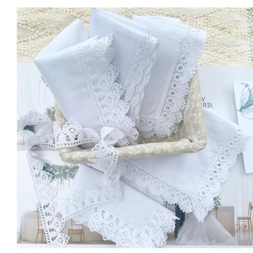 6 Pack of Ladies Embroidery Cotton Handkerchiefs Lace Wedding Hankies - color: A03-mix Card