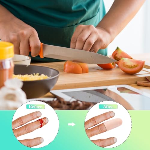 PAGOW 10pcs Gel Finger Cots/Covers, Silicone Finger Protector Support Cots - color: [10pcs] Small, Skin Colour