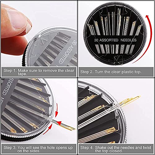 60 Pack, Premium Sewing Needles for Handsewing, Assorted Sizes, 6 Sizes Sewing Sharp Needles, 6 Pcs Big Eye Hand Sewing Needles, Sewing Needles Large Eye, Embroidery Needles for Hand Sewing - color: 60 Pcs-B