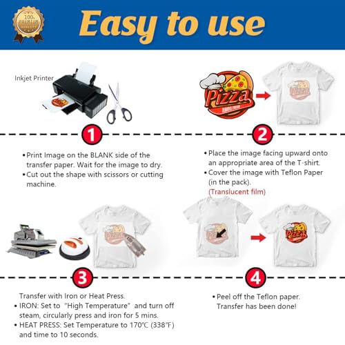 TransOurDream Heat Transfer Paper for Light Shirts(50 Sheets, 8.5x11),Printable HTV Heat Transfer Vinyl for Inkjet Printers - color: Light, size: 50 Sheets