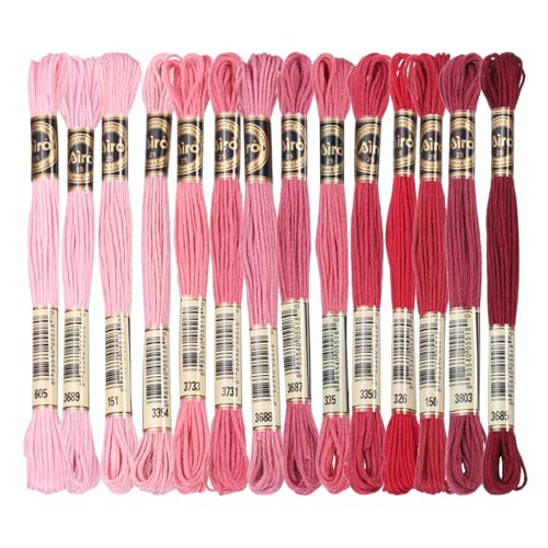 PATIKIL 14 Skeins Embroidery Floss Polyester Multicolored Dark Red Pink - color: Multicolored Dark Red Pink