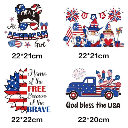 Independence Day Iron on Patches 4th of July Heat Transfer Vinyl Decals American Flag Dwarf Sunflower Patriotic Design Iron on Transfer Stickers Ready to Press Appliques for Clothing T-Shirt Jacket - color: Independence Day A
