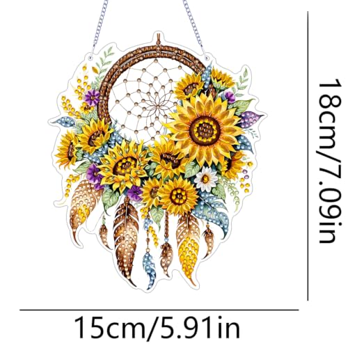 ARPADAMO Sunflower Diamond Art Kits for Adults, Acrylic Hanging Suncatcher - color: DP05090