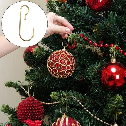 120PCS 1.18Inch Christmas Ornament Metal Hooks, Golden Bendable Hanging Hook for Christmas Tree Decoration, Party, Festival Activity, Holiday - style: Golden-Conventional style