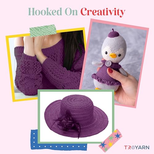 TROYARN Summer (4- Skeins Pack) Silk Effect Hand Knitting Yarn Crochet Art Lace Craft 100% Microfiber Acrylic 4x100 gr (4x383 yds) (105297 - Ornamental Cabbage) - color: 105297 - Ornamental Cabbage, size: 4 Skein