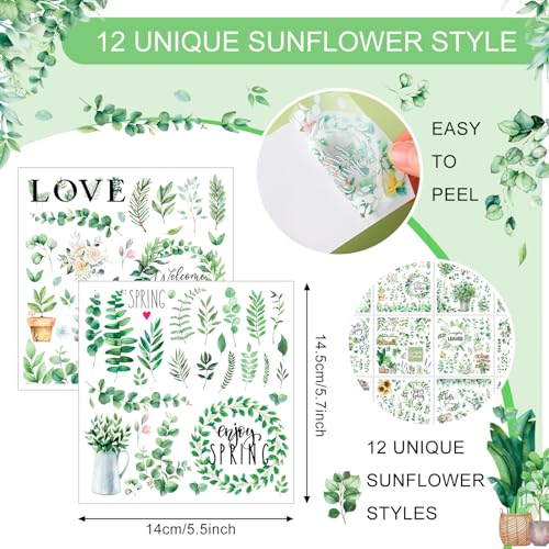 BBTO 12 Sheets Rub on Transfers for Crafts Wood Furniture DIY, 5.5" x 5.7" - style: Eucalyptus Leaf