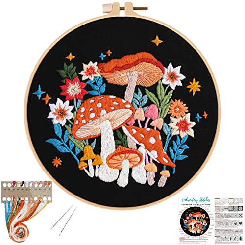 Louise Maelys Mushroom Embroidery Kit for Beginners, DIY Adults Needlepoint - color: kit-15
