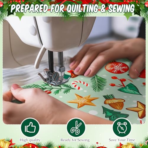 Tatuo 30 Pcs Christmas Cotton Fabric 10x10 Inch Floral Quilting Squares - style: Cute Christmas